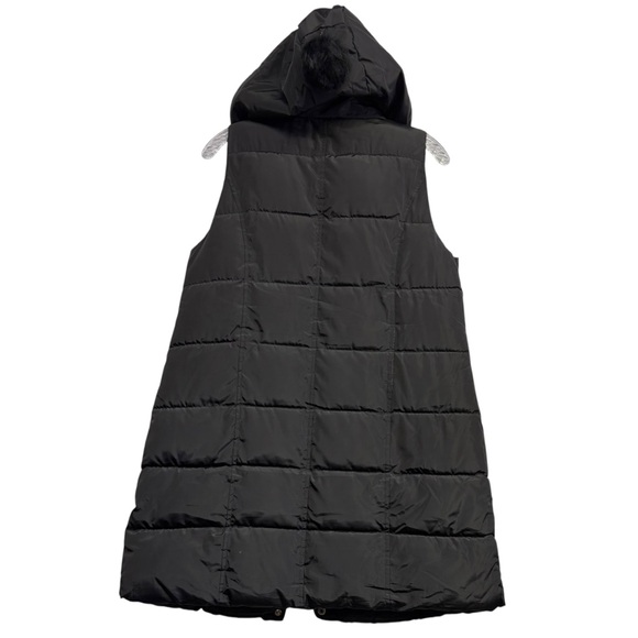 Kafuna Women's Longline Black Puffer Gilet Vest Hooded Quilted Sleeveless Medium - Picture 2 of 10